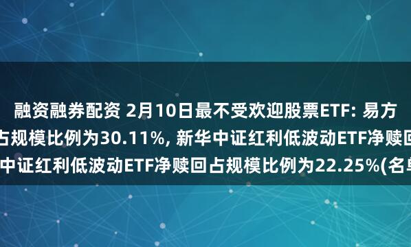 融资融券配资 2月10日最不受欢迎股票ETF: 易方达上证综合ETF净赎回占规模比例为30.11%, 新华中证红利低波动ETF净赎回占规模比例为22.25%(名单)