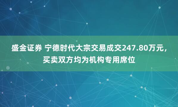 盛金证券 宁德时代大宗交易成交247.80万元，买卖双方均为机构专用席位