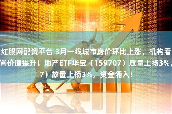 红股网配资平台 3月一线城市房价环比上涨，机构看好地产股配置价值提升！地产ETF华宝（159707）放量上扬3%，资金涌入！